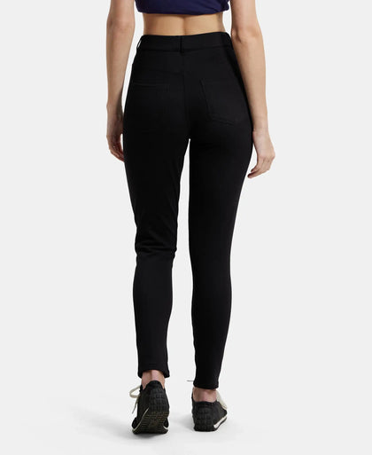 Super Combed Cotton Rich Elastane Slim Fit Jeggings With Pockets - Black-3