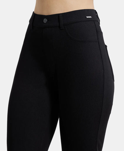 Super Combed Cotton Rich Elastane Slim Fit Jeggings With Pockets - Black-6