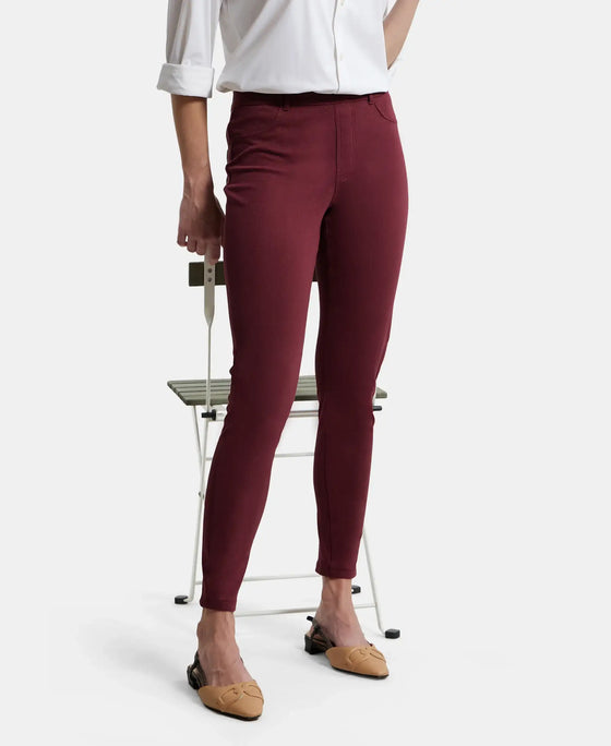 Super Combed Cotton Rich Elastane Slim Fit Jeggings With Pockets - Chocolate Truffle-5