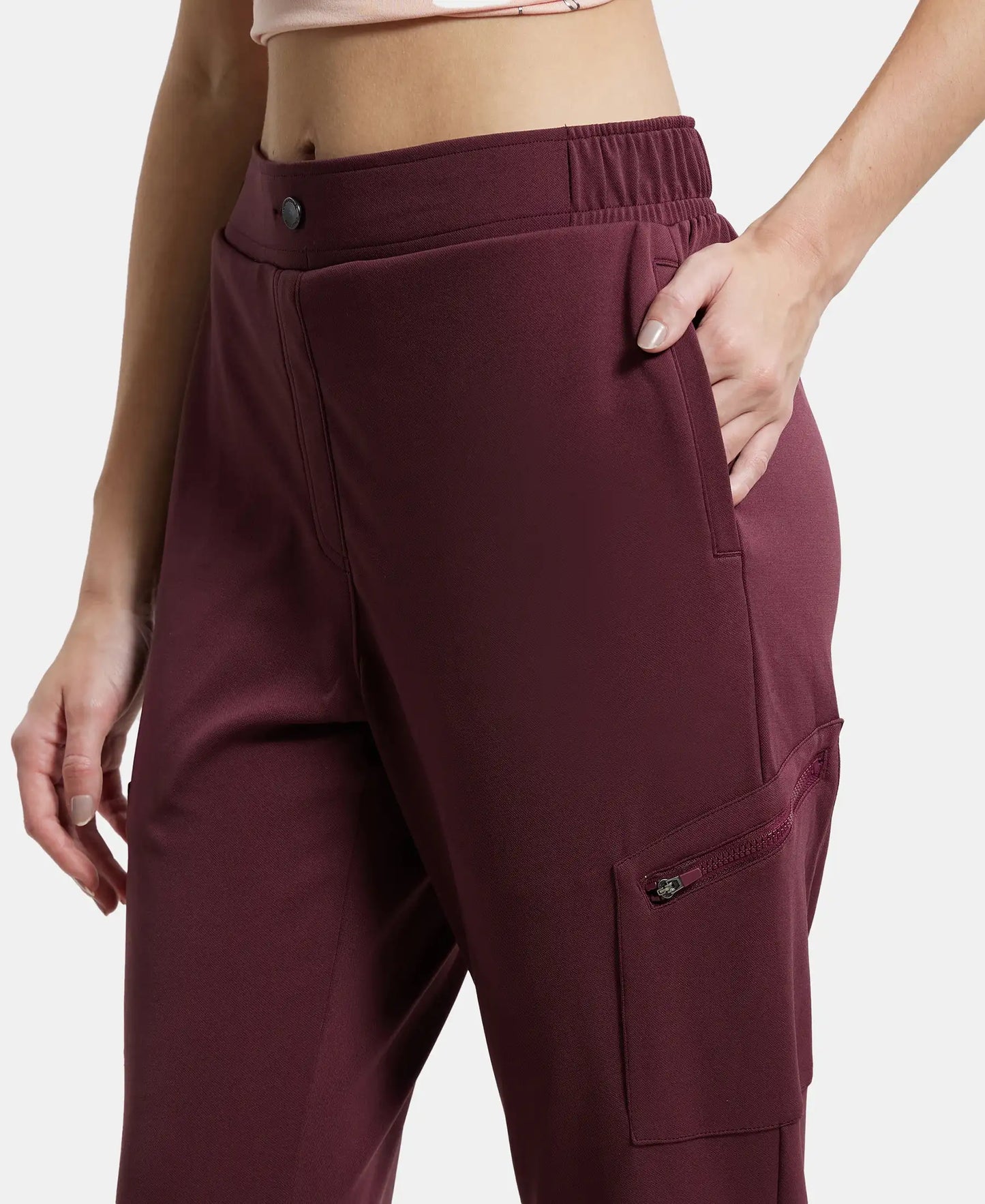Microfiber Fabric Regular Fit Solid Travel Pants - Fig-6