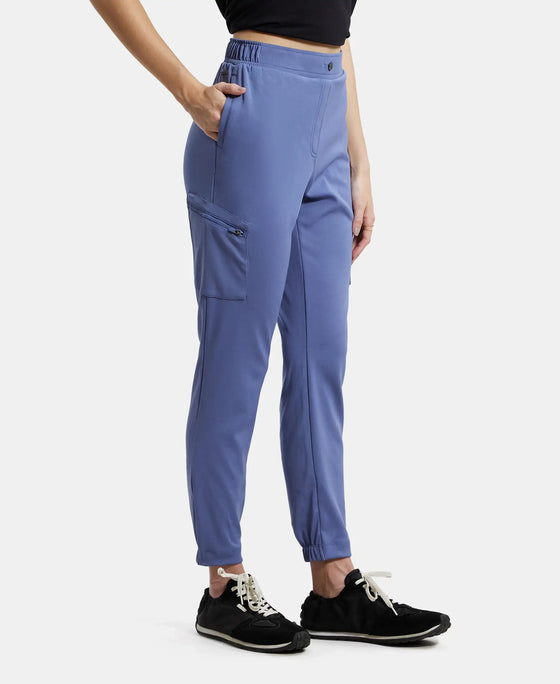 Microfiber Fabric Regular Fit Solid Travel Pants - Topaz Blue-2