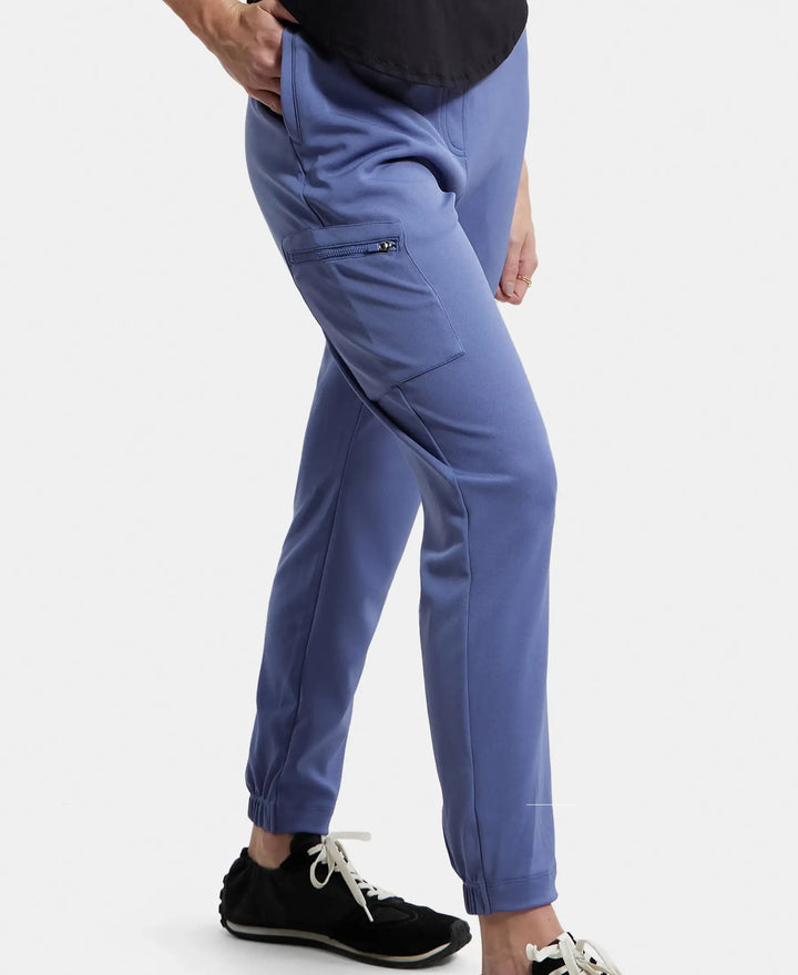 Microfiber Fabric Regular Fit Solid Travel Pants - Topaz Blue-5