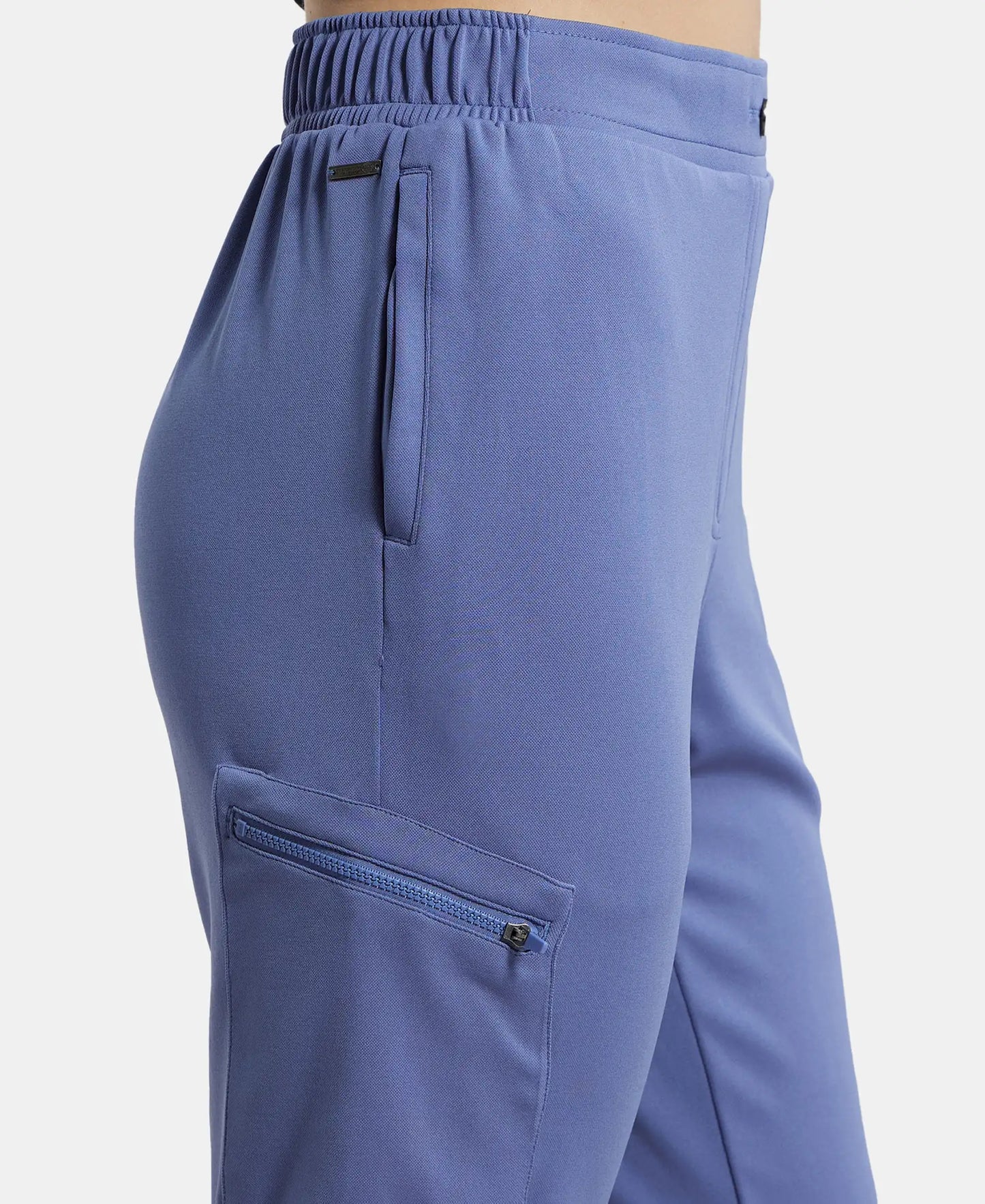 Microfiber Fabric Regular Fit Solid Travel Pants - Topaz Blue-6