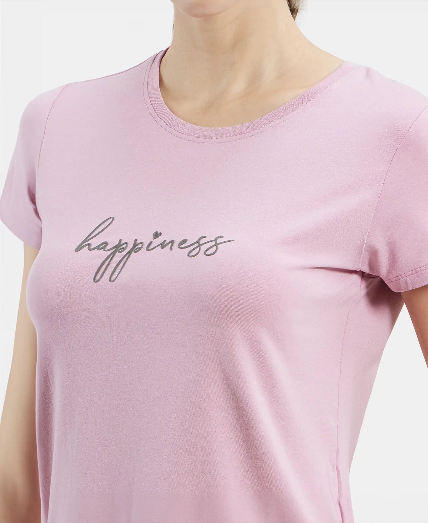 Letter Graphic Round Neck Half Sleeve T-Shirt main image 0