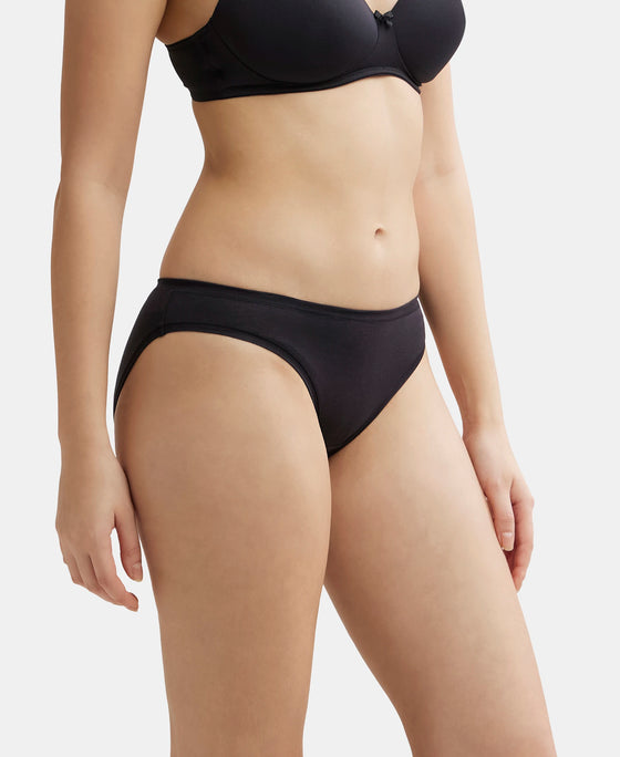 Medium Coverage Tencel Lyocell Elastane Mid Waist Bikini With Concealed Waistband and StayFresh Treatment - Black-2