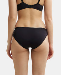 Medium Coverage Tencel Lyocell Elastane Mid Waist Bikini With Concealed Waistband and StayFresh Treatment - Black-3