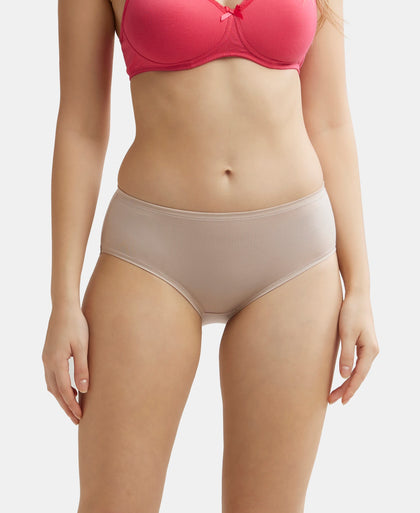 High Coverage Tencel Lyocell Elastane High Waist Hipster With Concealed Waistband and StayFresh Treatment - Mushroom-1