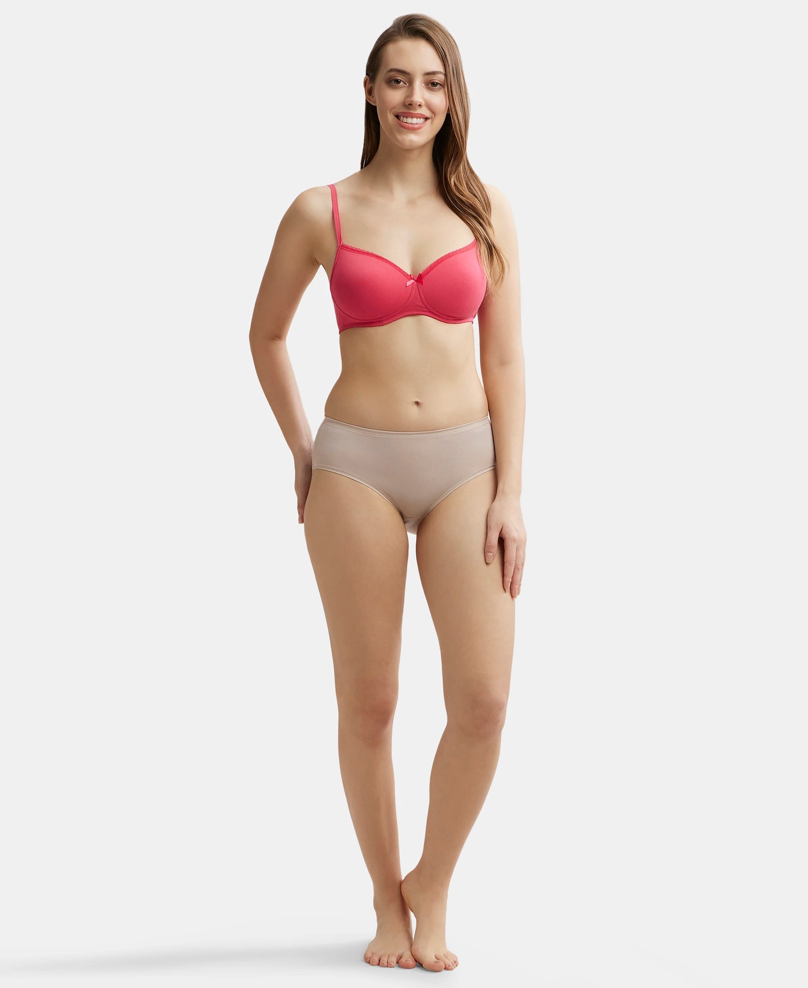 High Coverage Tencel Lyocell Elastane High Waist Hipster With Concealed Waistband and StayFresh Treatment - Mushroom-4