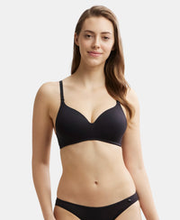 Wirefree Padded Tencel Lyocell Elastane Full Coverage Multiway T-Shirt Bra with Adjustable Straps - Black-1