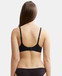 Wirefree Padded Tencel Lyocell Elastane Full Coverage Multiway T-Shirt Bra with Adjustable Straps - Black-3