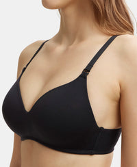 Wirefree Padded Tencel Lyocell Elastane Full Coverage Multiway T-Shirt Bra with Adjustable Straps - Black-7