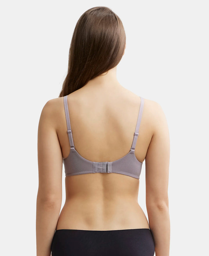 Wirefree Padded Tencel Lyocell Elastane Full Coverage Multiway T-Shirt Bra with Adjustable Straps - Minimal Grey-3