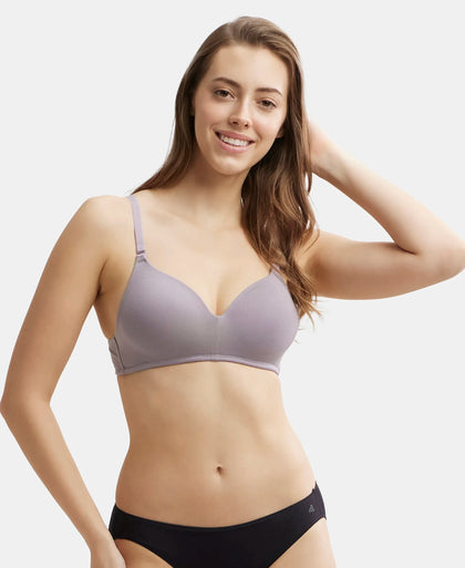 Wirefree Padded Tencel Lyocell Elastane Full Coverage Multiway T-Shirt Bra with Adjustable Straps - Minimal Grey-5