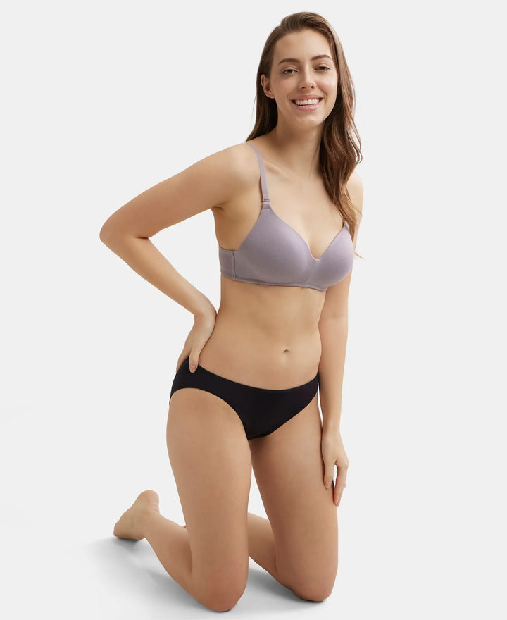 Wirefree Padded Tencel Lyocell Elastane Full Coverage Multiway T-Shirt Bra with Adjustable Straps - Minimal Grey-6