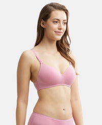 Wirefree Padded Tencel Lyocell Elastane Full Coverage Multiway T-Shirt Bra with Adjustable Straps - Orchid Smoke-2