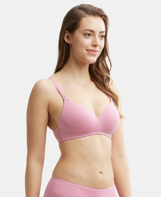 Wirefree Padded Tencel Lyocell Elastane Full Coverage Multiway T-Shirt Bra with Adjustable Straps - Orchid Smoke-2