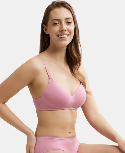 Wirefree Padded Tencel Lyocell Elastane Full Coverage Multiway T-Shirt Bra with Adjustable Straps - Orchid Smoke-5