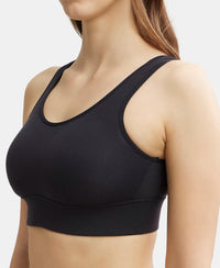 Wirefree Padded Tencel Lyocell Elastane Full Coverage Lounge Bra with Stay Fresh Properties and Removable Pads - Black-7