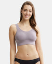 Wirefree Padded Tencel Lyocell Elastane Full Coverage Lounge Bra with Stay Fresh Properties and Removable Pads - Minimal Grey-1