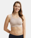 Wirefree Padded Tencel Lyocell Elastane Full Coverage Lounge Bra with Stay Fresh Properties and Removable Pads - Mushroom-1