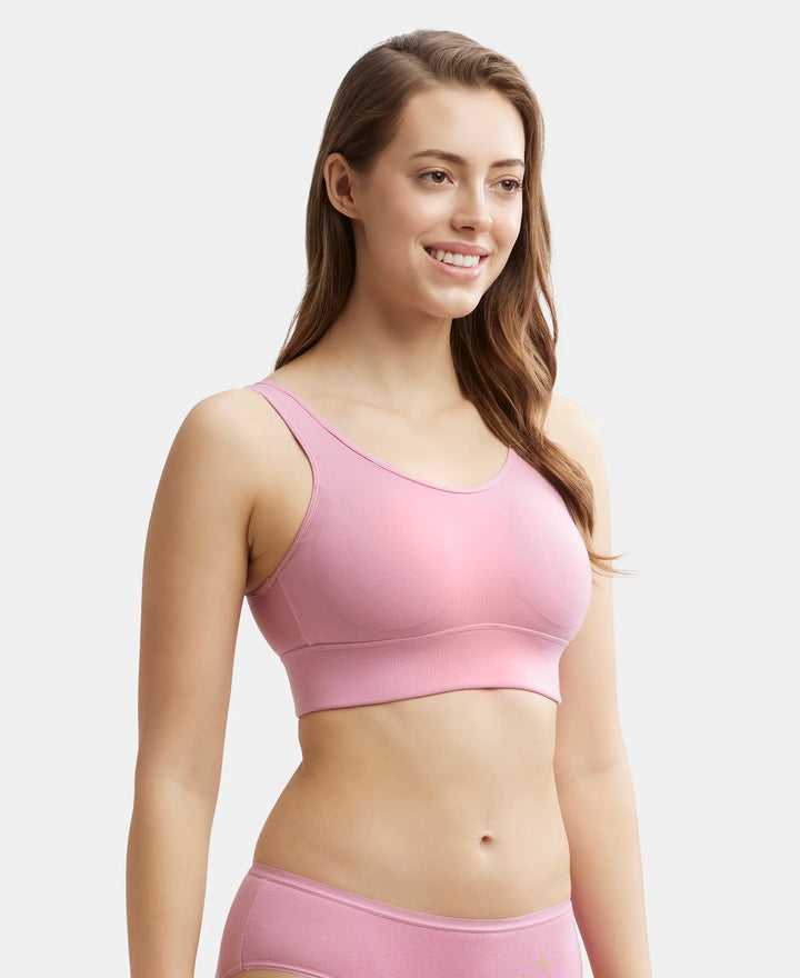 Wirefree Padded Tencel Lyocell Elastane Full Coverage Lounge Bra with Stay Fresh Properties and Removable Pads - Orchid Smoke-2