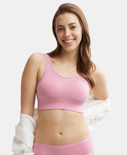 Wirefree Padded Tencel Lyocell Elastane Full Coverage Lounge Bra with Stay Fresh Properties and Removable Pads - Orchid Smoke-5