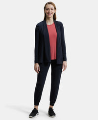 Environment Friendly Lyocell Relaxed Fit Full Sleeve Shrug - Black-4