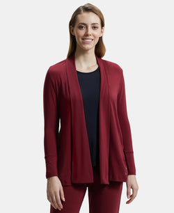 Environment Friendly Lyocell Relaxed Fit Full Sleeve Shrug - Cabernet-1