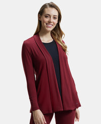 Environment Friendly Lyocell Relaxed Fit Full Sleeve Shrug - Cabernet-7