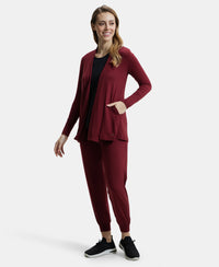 Environment Friendly Lyocell Relaxed Fit Full Sleeve Shrug - Cabernet-8