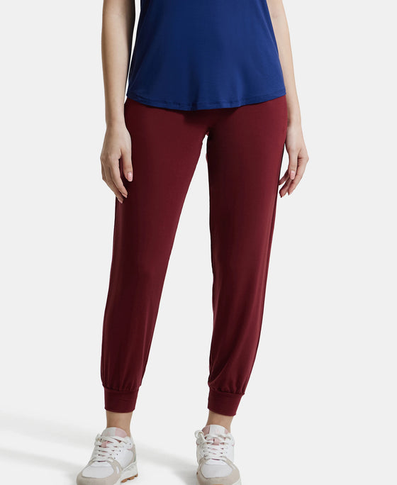 Tencel Lyocell Elastane Relaxed Fit Yoga Pants with Envi - Cabernet-5