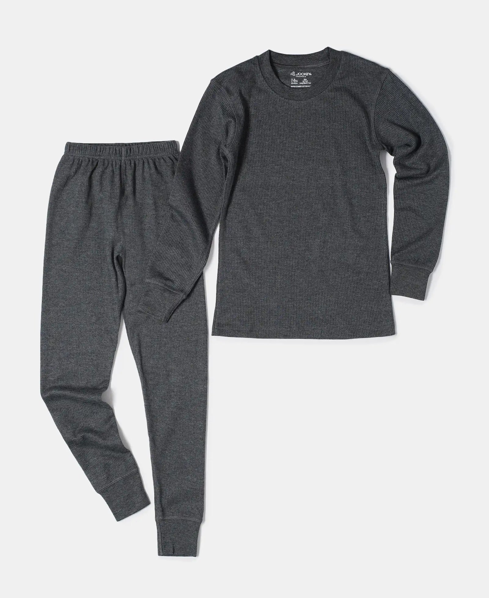 Kid's Super Combed Cotton Rich Thermal Long John with StayWarm Treatment - Charcoal Melange-4