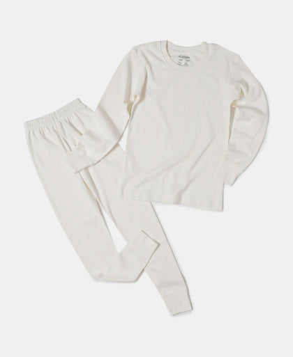 Kid's Super Combed Cotton Rich Thermal Long John with StayWarm Treatment - Off White-5
