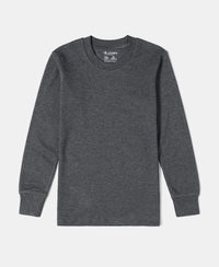 Kid's Super Combed Cotton Rich Full Sleeve Thermal Undershirt with StayWarm Treatment - Charcoal Melange-1