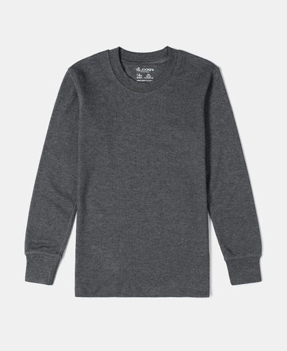 Kid's Super Combed Cotton Rich Full Sleeve Thermal Undershirt with StayWarm Treatment - Charcoal Melange-1
