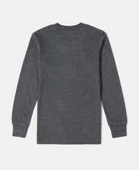 Kid's Super Combed Cotton Rich Full Sleeve Thermal Undershirt with StayWarm Treatment - Charcoal Melange-2
