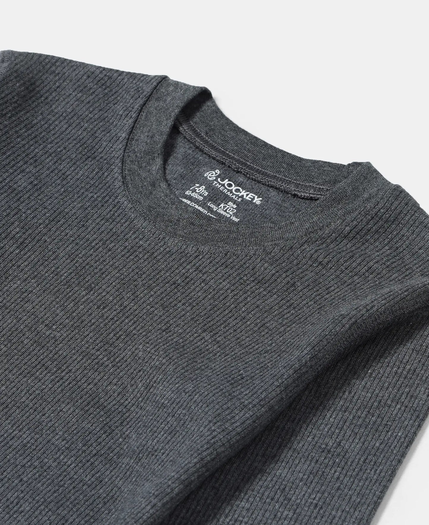 Kid's Super Combed Cotton Rich Full Sleeve Thermal Undershirt with StayWarm Treatment - Charcoal Melange-3