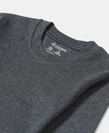 Kid's Super Combed Cotton Rich Full Sleeve Thermal Undershirt with StayWarm Treatment - Charcoal Melange-3
