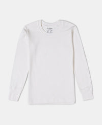 Kid's Super Combed Cotton Rich Full Sleeve Thermal Undershirt with StayWarm Treatment - Off White-1