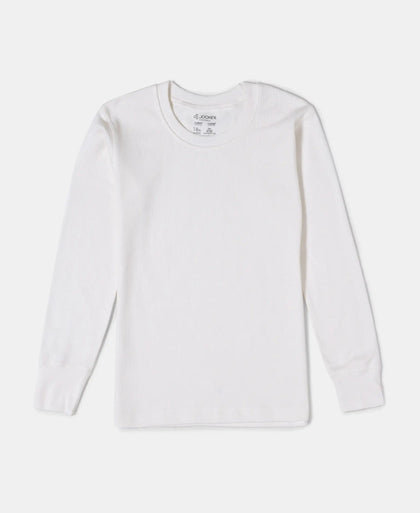 Kid's Super Combed Cotton Rich Full Sleeve Thermal Undershirt with StayWarm Treatment - Off White-1