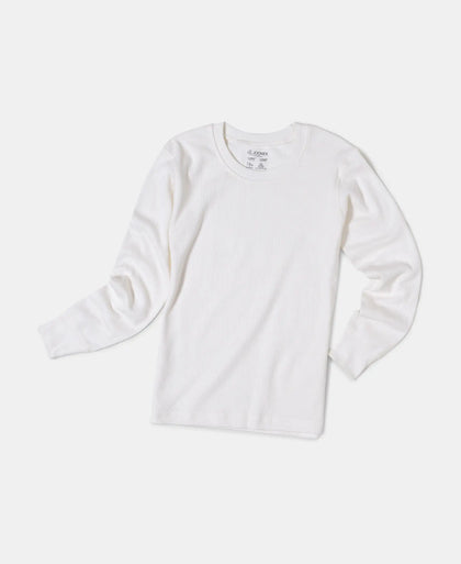 Kid's Super Combed Cotton Rich Full Sleeve Thermal Undershirt with StayWarm Treatment - Off White-5