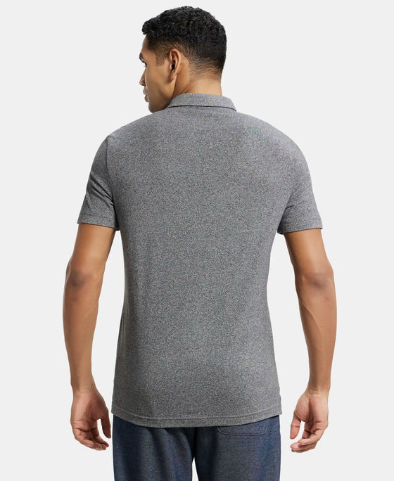 Tencel Micro Modal Supima Cotton Elastane Stretch Half Sleeve Polo T-Shirt - Black Jasper-3