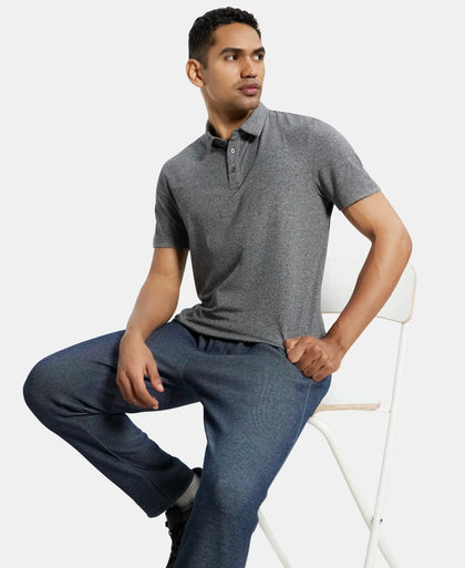 Tencel Micro Modal Supima Cotton Elastane Stretch Half Sleeve Polo T-Shirt - Black Jasper-5