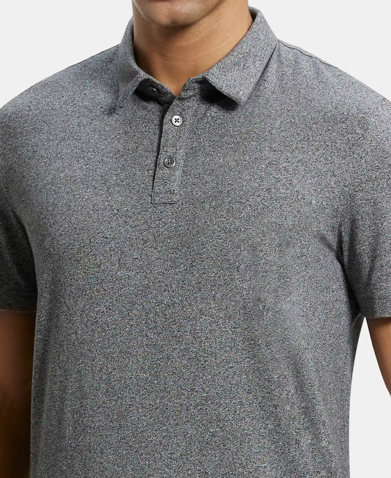 Tencel Micro Modal Supima Cotton Elastane Stretch Half Sleeve Polo T-Shirt - Black Jasper-6