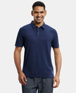 Tencel Micro Modal Supima Cotton Elastane Stretch Half Sleeve Polo T-Shirt - Ink Blue Melange-1