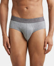 Bamboo Cotton Elastane Breathable Mesh Brief with StayDry Treatment - Mid Grey Melange-1