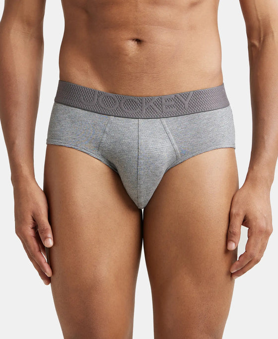 Bamboo Cotton Elastane Breathable Mesh Brief with StayDry Treatment - Mid Grey Melange-1