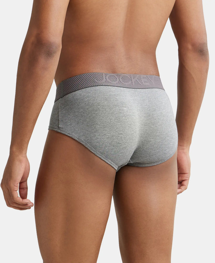 Bamboo Cotton Elastane Breathable Mesh Brief with StayDry Treatment - Mid Grey Melange-3