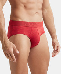 Bamboo Cotton Elastane Breathable Mesh Brief with StayDry Treatment - Red Multi Melange-2