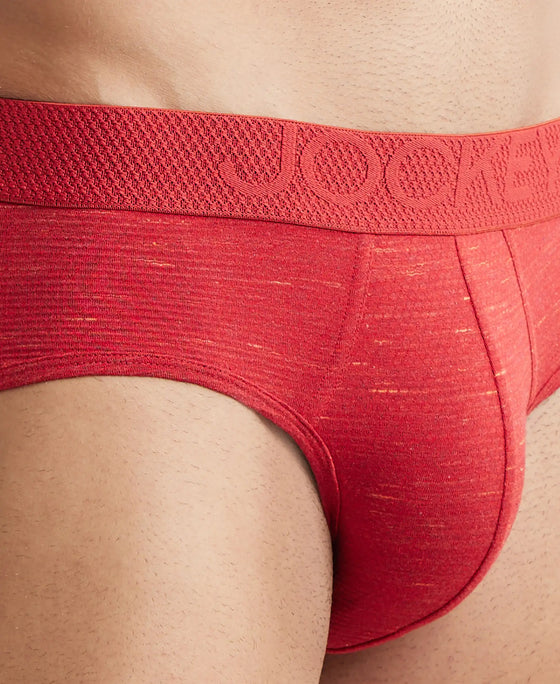 Bamboo Cotton Elastane Breathable Mesh Brief with StayDry Treatment - Red Multi Melange-6